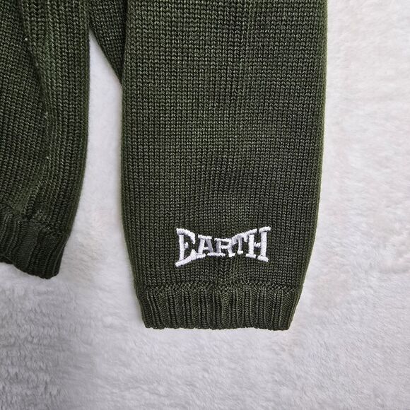 Vintage Planet Earth Snow Sweatshirt Snowflake Green Grey Skate 90s Snowboard - Picture 6 of 9